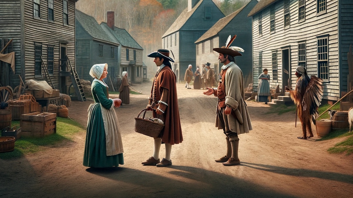 Brown American Colonial Costume for Women