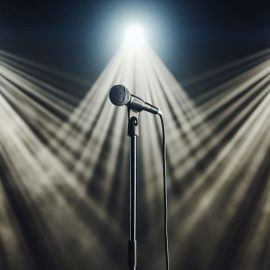 Microphone on a stage under lights