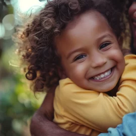 A happy father and daughter are hugging, show how to bond with your child