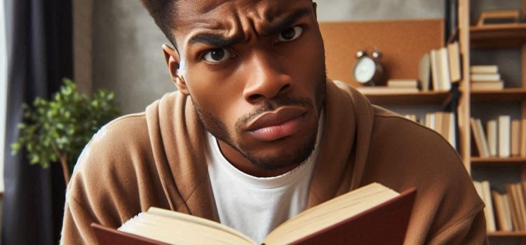 a man reading a book and looking skeptical illustrates an examination of the claims of heresy in The Shack
