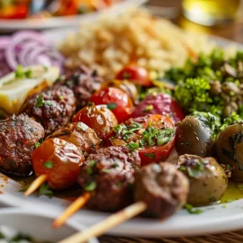 A plate of mediterranean food to show the benefits of the mediterranean diet