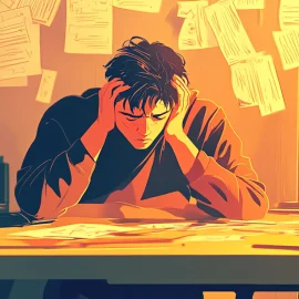 A stressed person ignoring work and experiencing the connection between procrastination and emotional regulation.