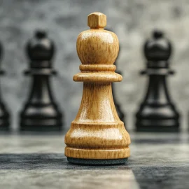 A gold chess piece on the board with other black pieces as a metaphor for entrepreneurs learning how to make their product unique