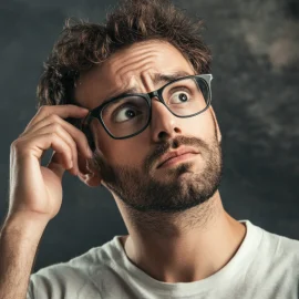 a man with glasses, curly hair, and a beard scratches his head in response to the question "What if you’re wrong?"