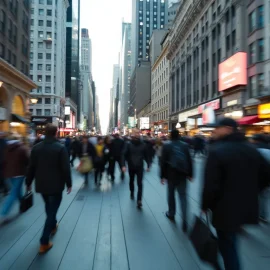 People walking in a bustling city scene illustrate life without free will