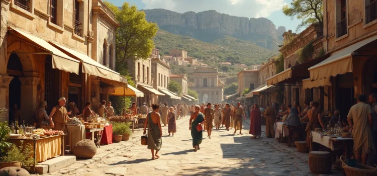 People walking around in a marketplace in ancient Greece illustrates Plato's view of democracy