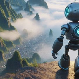 a robot about to walk off a cliff illustrates the limitations of AI awareness of their physical environment