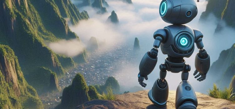 a robot about to walk off a cliff illustrates the limitations of AI awareness of their physical environment