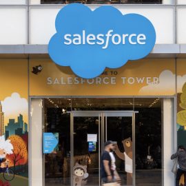 A building with the Salesforce sign