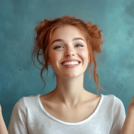 a young woman with red hair smiling and shrugging illustrates how to accept being wrong