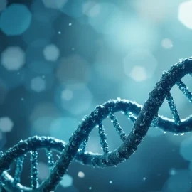 A depiction of a DNA double helix illustrates the future of CRISPR technology