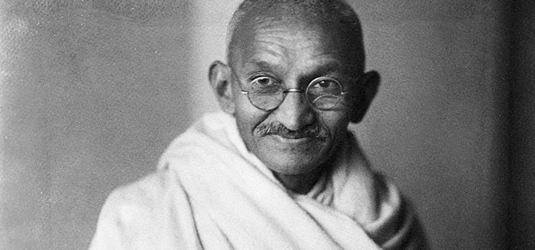 A studio photograph of Mahatma Gandhi in London in 1931 illustrates his lifelong quest for Truth