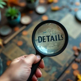 A magnifying glass looking at the word "DETAILS" illustrates the importance of noticing small details