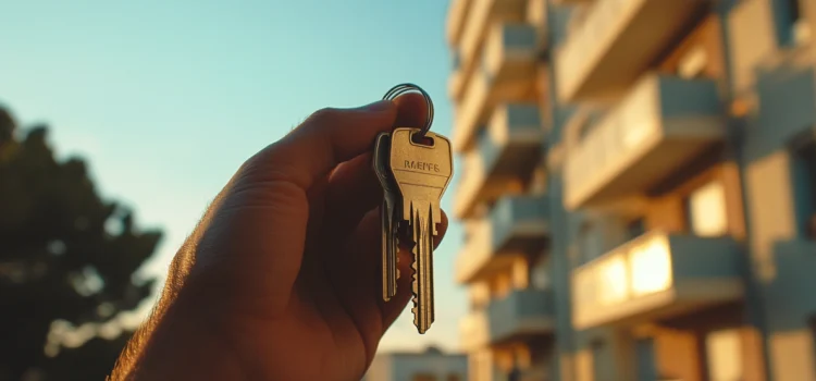 A hand holding keys to an apartment because the housing crisis has been fixed