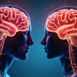 An artistic depiction of a male brain and a female brain illustrate the question, Are male and female brains different?