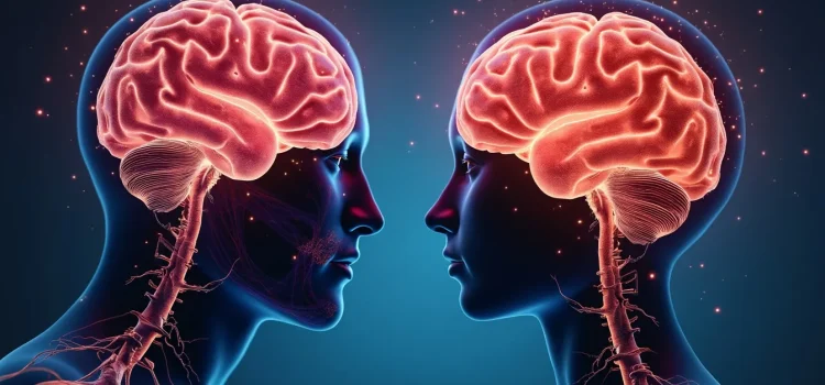 An artistic depiction of a male brain and a female brain illustrate the question, Are male and female brains different?