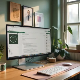 A simple workspace environment with a computer and plants on a desk illustrate why it's important to remove distractions