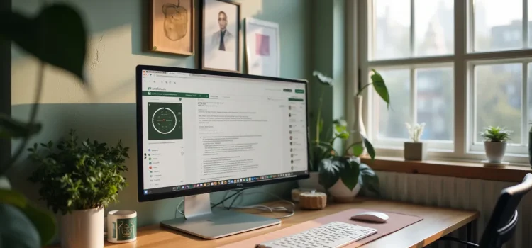 A simple workspace environment with a computer and plants on a desk illustrate why it's important to remove distractions