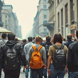 People walking down a city street illustrates the mainstream theory of human nature