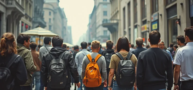 People walking down a city street illustrates the mainstream theory of human nature