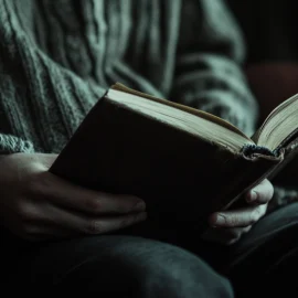 A person holding an open book