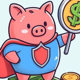 A piggy bank wearing a superhero cape illustrates how to choose effective altruism charities