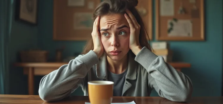 A tired and frustrated woman with her head in her hands illustrates why willpower doesn’t work