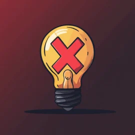 A red on a lightbulb showing the disadvantages of inventions