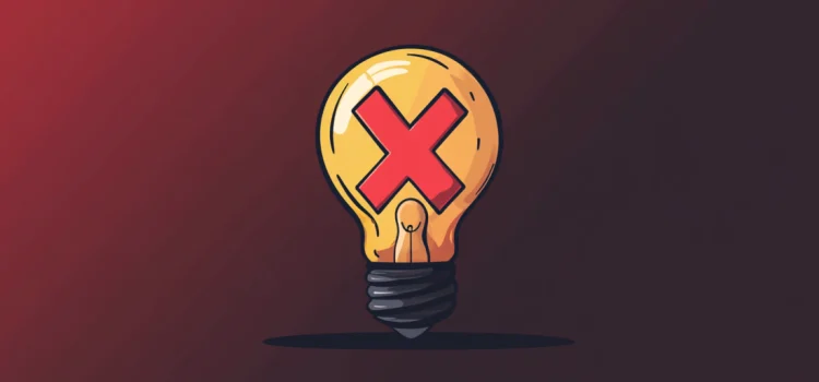 A red on a lightbulb showing the disadvantages of inventions