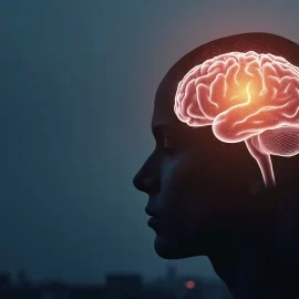 A silhouette of a person's head in profile with their eyes closed and their brain highlighted illustrates neural integration