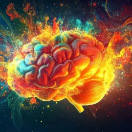 A brain with different colored paints coming from it, signifying why creativity is important