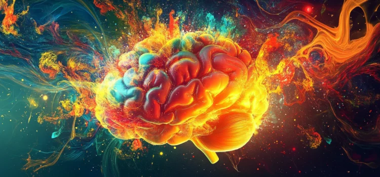 A brain with different colored paints coming from it, signifying why creativity is important