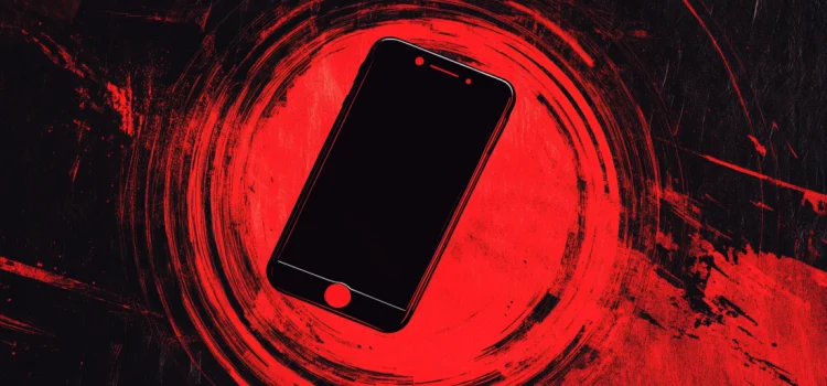 A cellphone in a red circle, showing a health concern of using technology