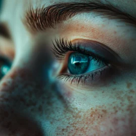 A close-up of a person's eye, using adhd visualization techniques