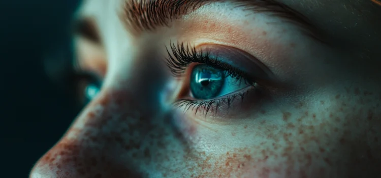 A close-up of a person's eye, using adhd visualization techniques