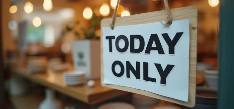 A sales display of dishes with a sign that says "Today Only" illustrates how to increase demand for a product