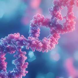 A purple and pink DNA strand, representing how to increase telomerase