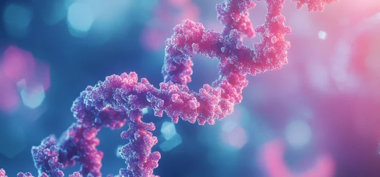 A purple and pink DNA strand, representing how to increase telomerase