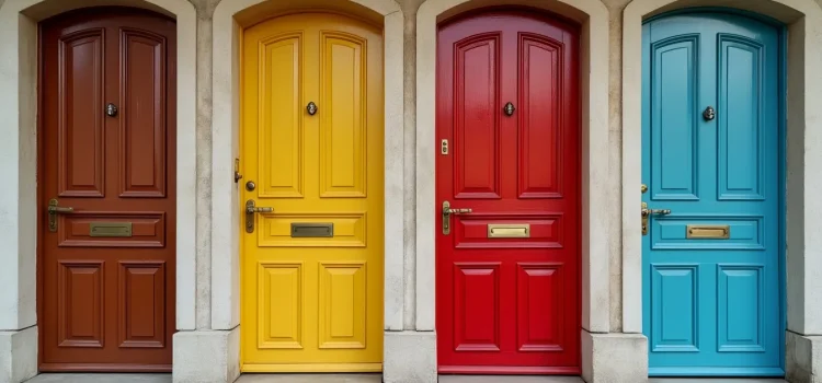 Four doors, each a different color, illustrate four types of startup markets