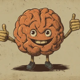 A smiling brain giving a thumbs up because someone knows how to take care of their mind