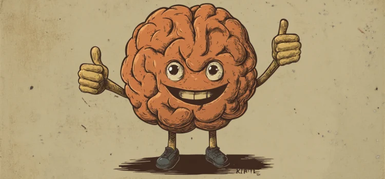 A smiling brain giving a thumbs up because someone knows how to take care of their mind