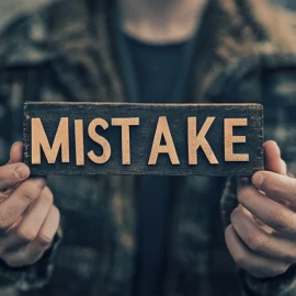 A person holding up a sign that says "MISTAKE" showing how to learn from your mistakes