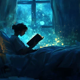 A woman reading at night in bed as a solution to technology addiction