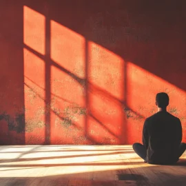 A man sitting alone in a room, feeling the connection between loneliness and stress