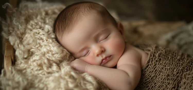 A newborn following a baby sleep guide in their crib