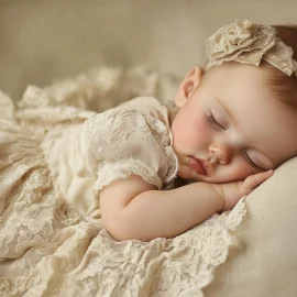 A baby girl sleeping with an infant sleeping schedule by age