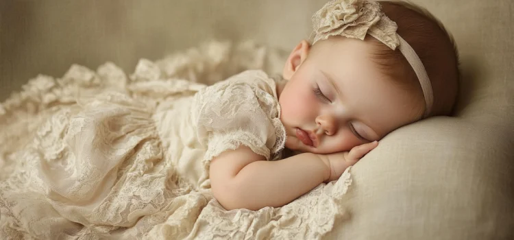 A baby girl sleeping with an infant sleeping schedule by age