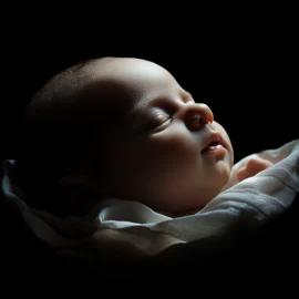 A newborn baby sleeping because of the fading method of sleep training