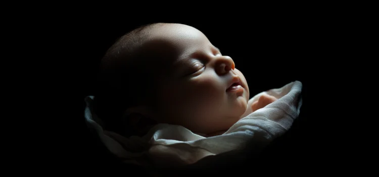 A newborn baby sleeping because of the fading method of sleep training