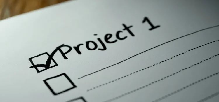 A to-do list with "Project 1" marked as completed with a checkmark illustrates how to improve follow-through at work